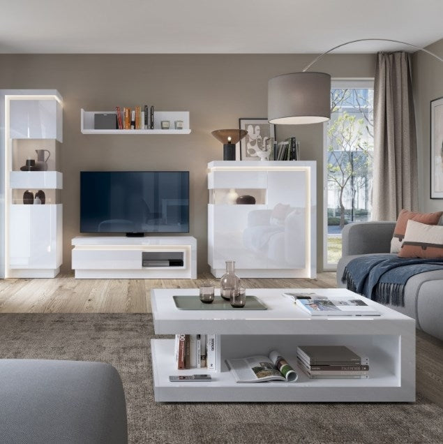 Lyon Designer Coffee Table in White and High Gloss
