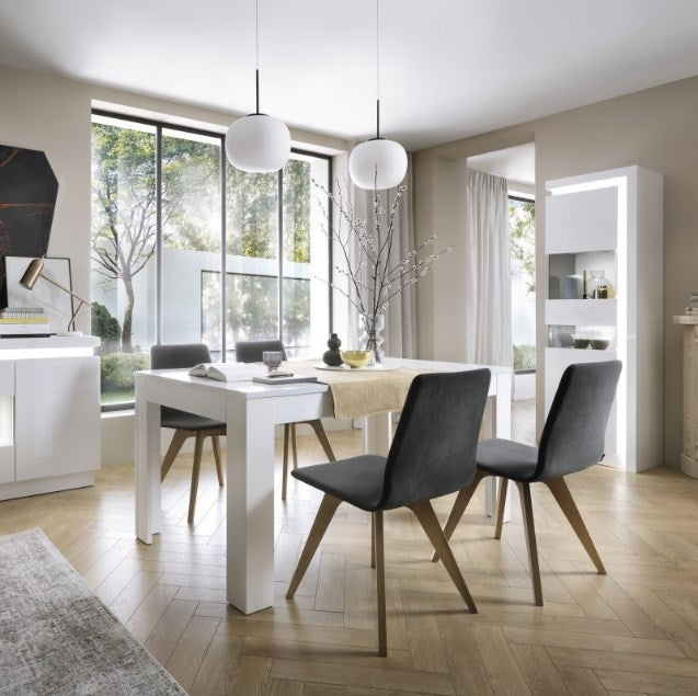 Lyon Tall Narrow Display Cabinet in White and High Gloss (LHD)