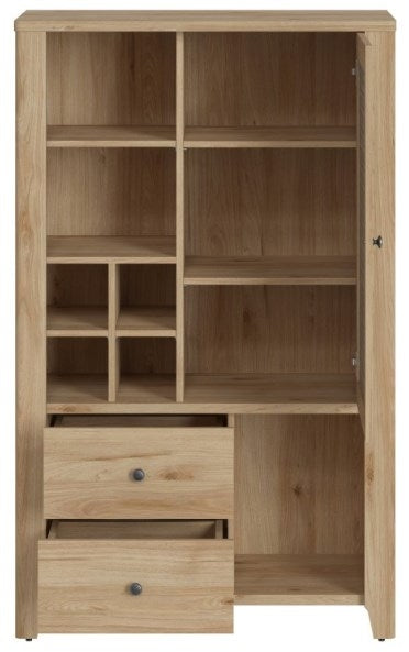 Cestino 1 Door 2 Drawer Cabinet in Jackson Hickory Oak and Rattan Effect