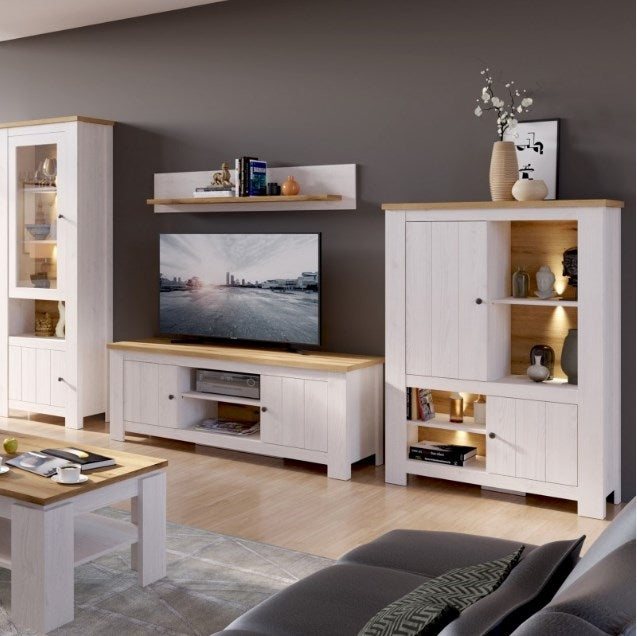 Celesto 2 Door Cabinet in White and Oak