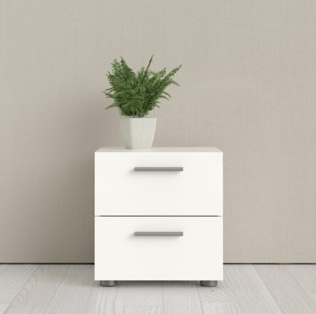 Pepe Bedside 2 Drawer in White Woodgrain