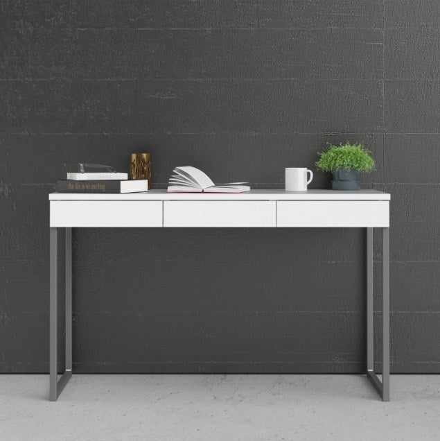 Function Plus Desk 3 Drawer in White
