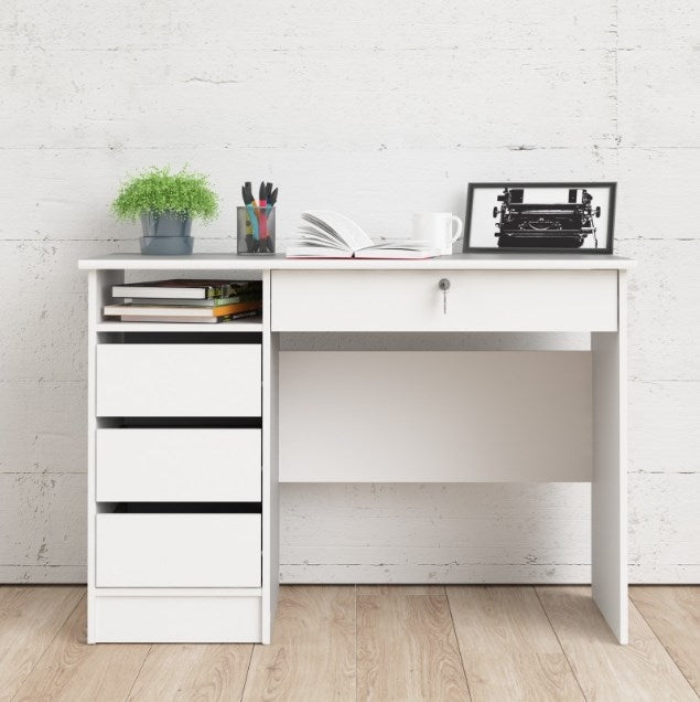 Function Plus Desk 3+1 Handle Free Drawer in White