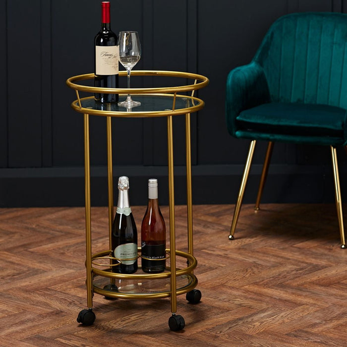 Collins Glass and Gold Drinks Trolley