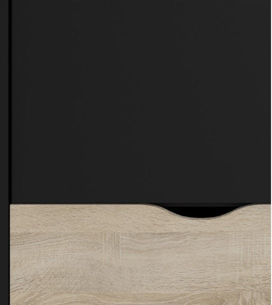 Oslo Wardrobe 2 Door 2 Drawer in Black and Oak