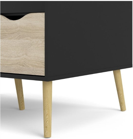 Oslo Wardrobe 2 Door 2 Drawer in Black and Oak