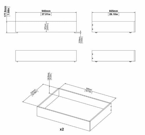 Naia Set of 2 Underbed Drawer in Jackson Hickory Oak