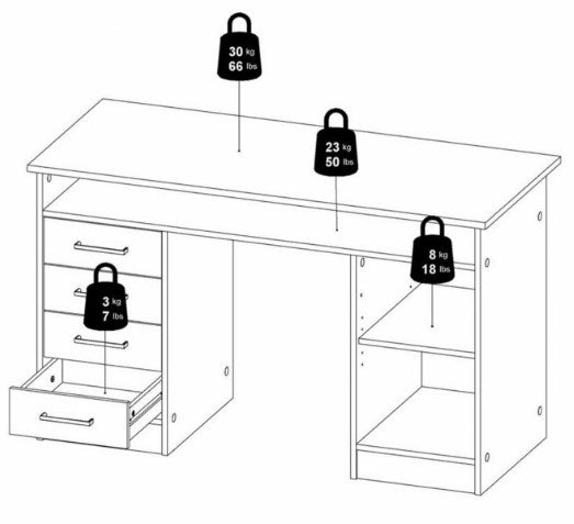 Function Plus Desk 4 Drawer 1 Door in Jackson Hickory Oak