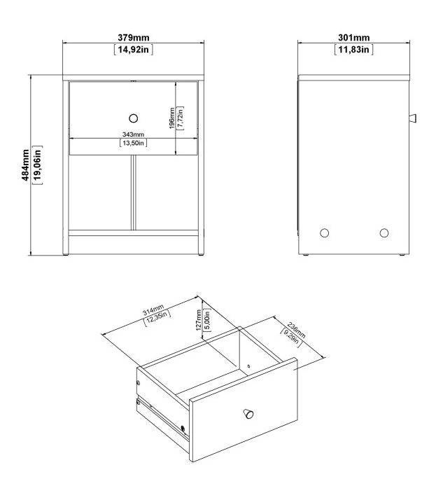 May Bedside 1 Drawer in Black