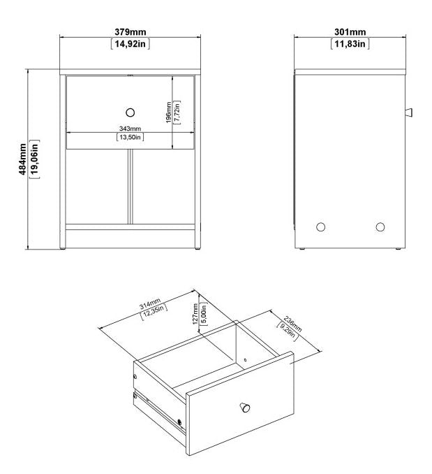 May Bedside 1 Drawer in Coffee