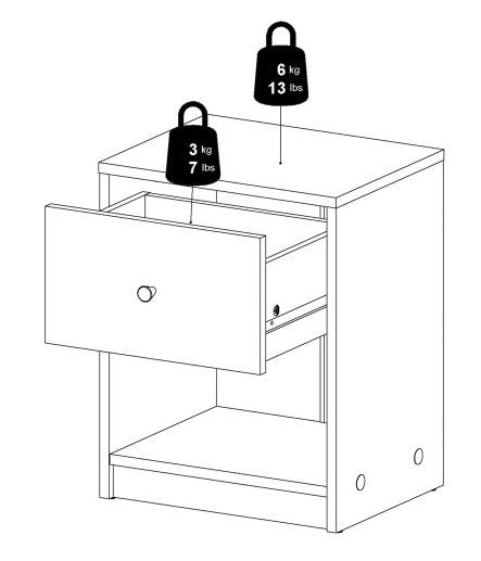 May Bedside 1 Drawer in Grey