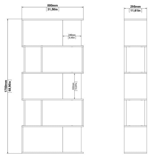 Maze Open Bookcase 4 Shelves in Concrete and White