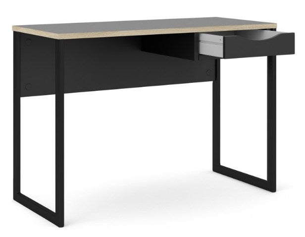 Function Plus Desk 1 Drawer in Black with Oak Trim