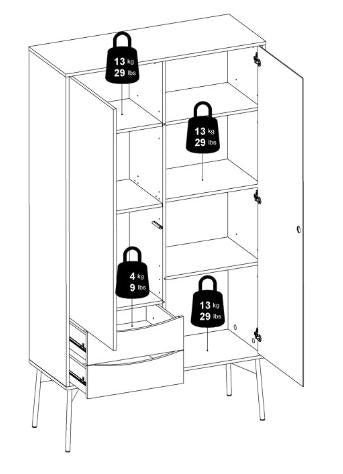 Fur China Cabinet 1 Door 1 Glass Door 2 Drawer in Grey, White and Walnut