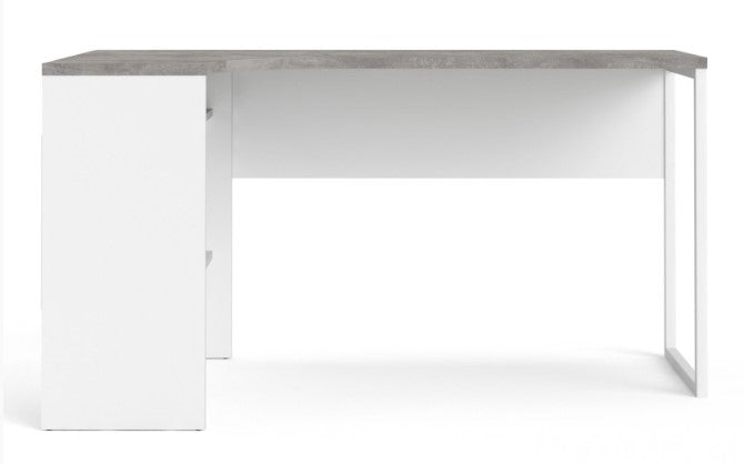 Function Plus Corner Desk 2 Drawer in White and Grey