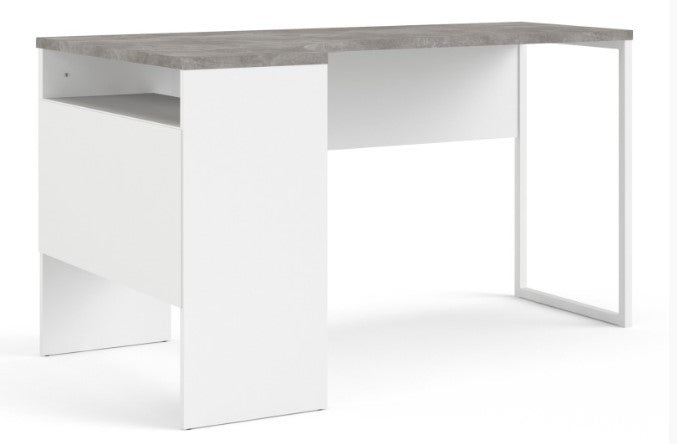 Function Plus Corner Desk 2 Drawer in White and Grey
