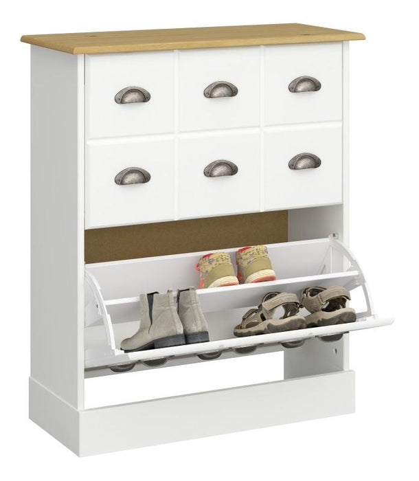 Nola Shoe Cabinet White and Pine