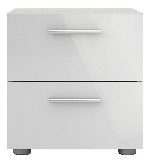 Pepe Bedside 2 Drawer in Oak with White High Gloss