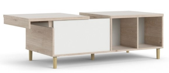 Rome Coffee Table with Sliding Top in Hickory Oak with Matt White