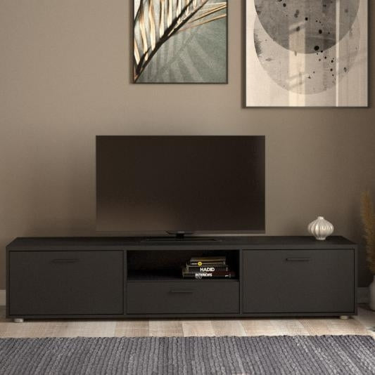 Media Black TV Unit with 2 Door 1 Drawer 177cm