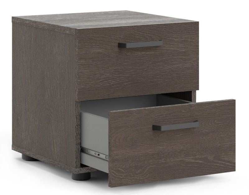 Dallas Bedside Cabinet 2 Drawer in Rovere Gessato Dark Oak