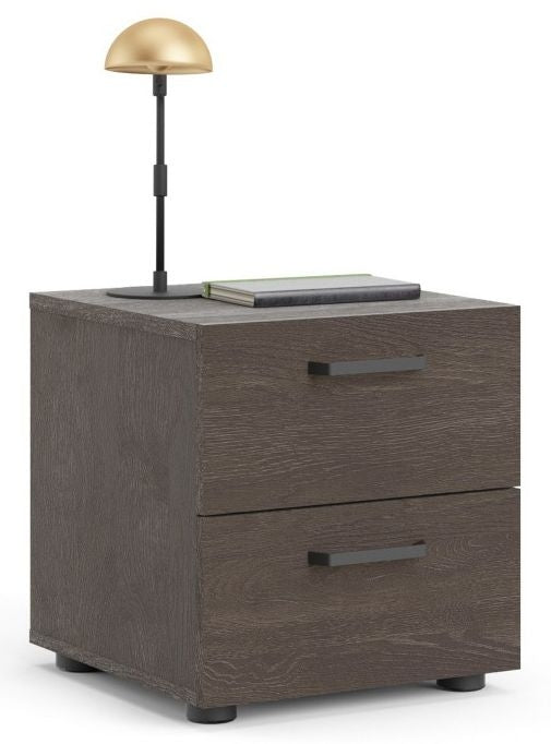 Dallas Bedside Cabinet 2 Drawer in Rovere Gessato Dark Oak