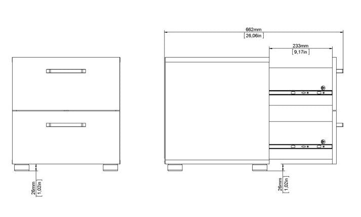Dallas Bedside Cabinet 2 Drawer in Rovere Gessato Dark Oak