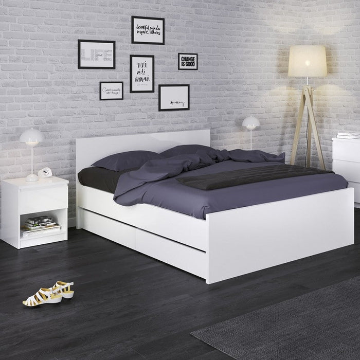 Naia 1 Drawer Bedside Cabinet in White High Gloss