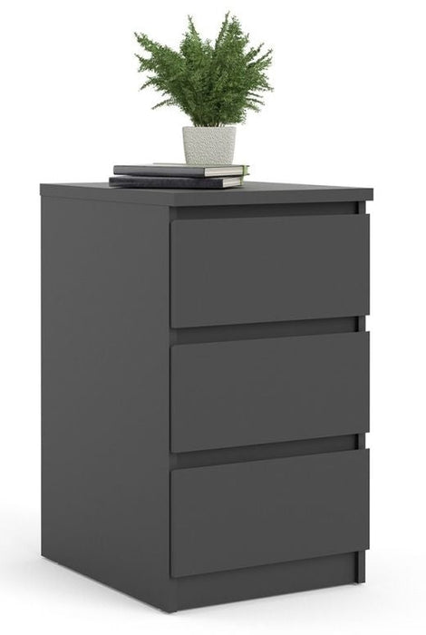 Naia Bedside 3 Drawer in Black Matt