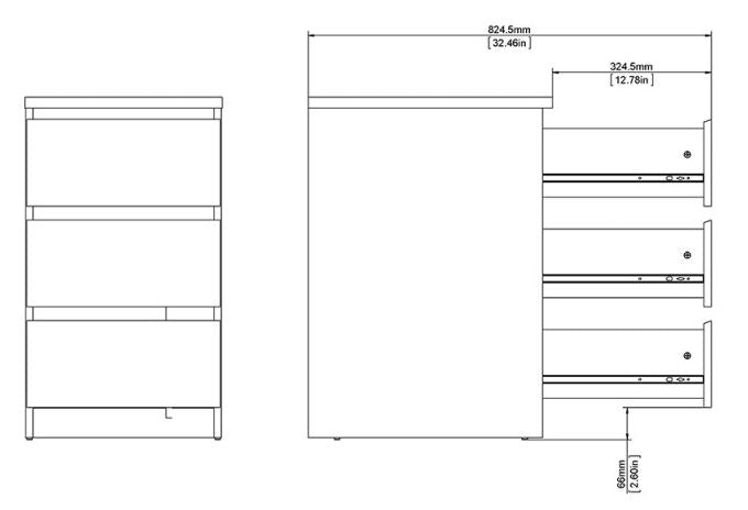 Naia Bedside 3 Drawer in Jackson Hickory Oak