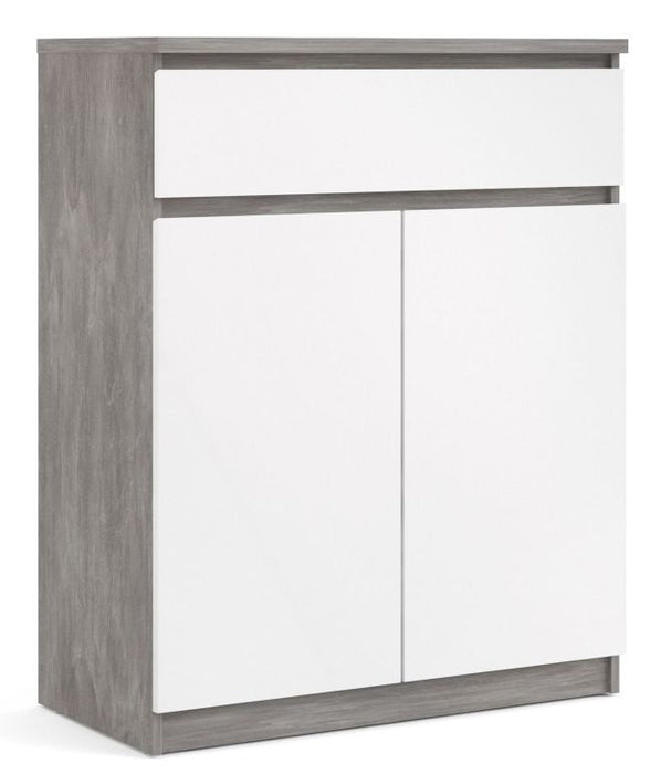 Naia Sideboard 1 Drawer 2 Door in Concrete and White High Gloss