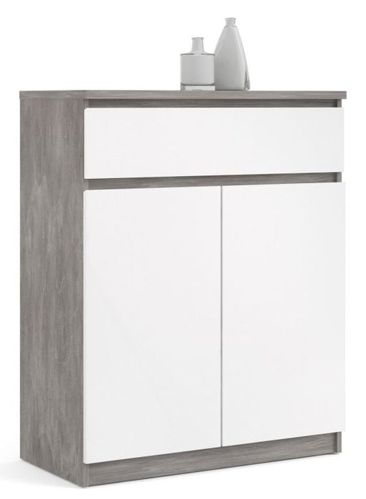 Naia Sideboard 1 Drawer 2 Door in Concrete and White High Gloss