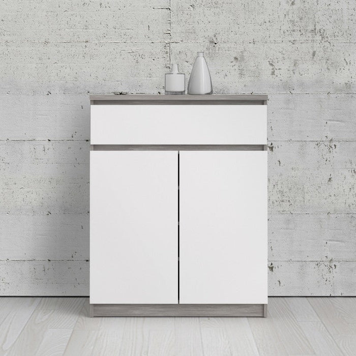 Naia Sideboard 1 Drawer 2 Door in Concrete and White High Gloss