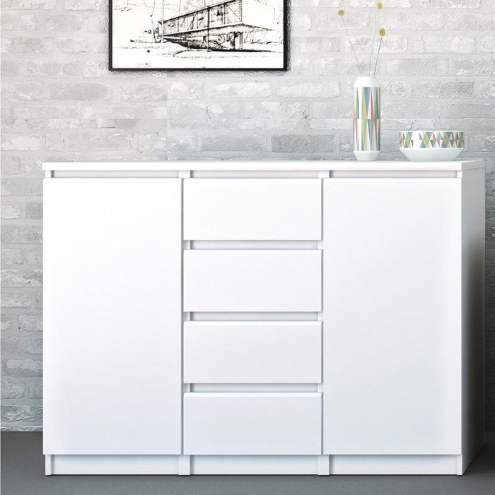 Naia Sideboard 4 Drawer 2 Door in White High Gloss