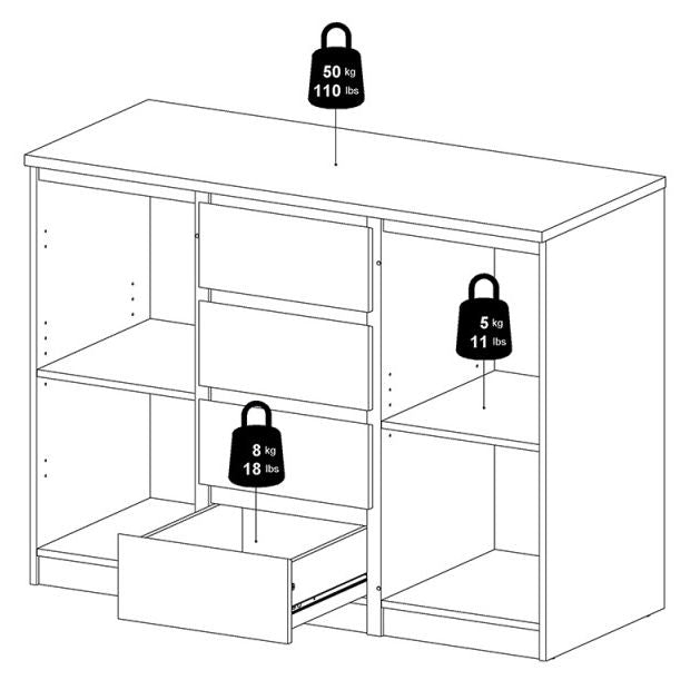 Naia Sideboard 4 Drawer 2 Door in White High Gloss