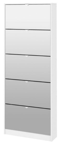 Shoes Shoe Cabinet 5 Mirror Tilting Door in White