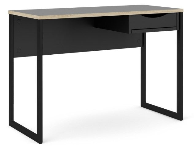 Function Plus Desk 1 Drawer in Black with Oak Trim