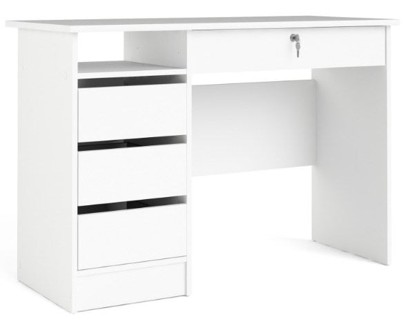 Function Plus Desk 3+1 Handle Free Drawer in White