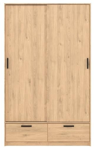 Line Wardrobe with 2 Door 2 Drawer in Jackson Hickory Oak