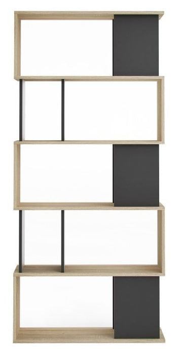 Maze Open Bookcase 4 Shelves in Oak and Black