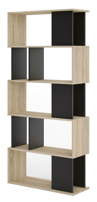 Maze Open Bookcase 4 Shelves in Oak and Black