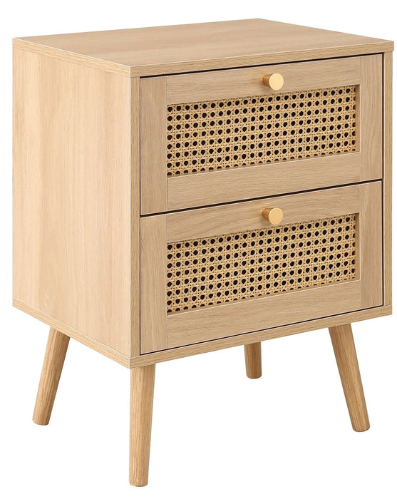 Croxley Oak Rattan 2 Drawer Bedside Table - Sizes Available