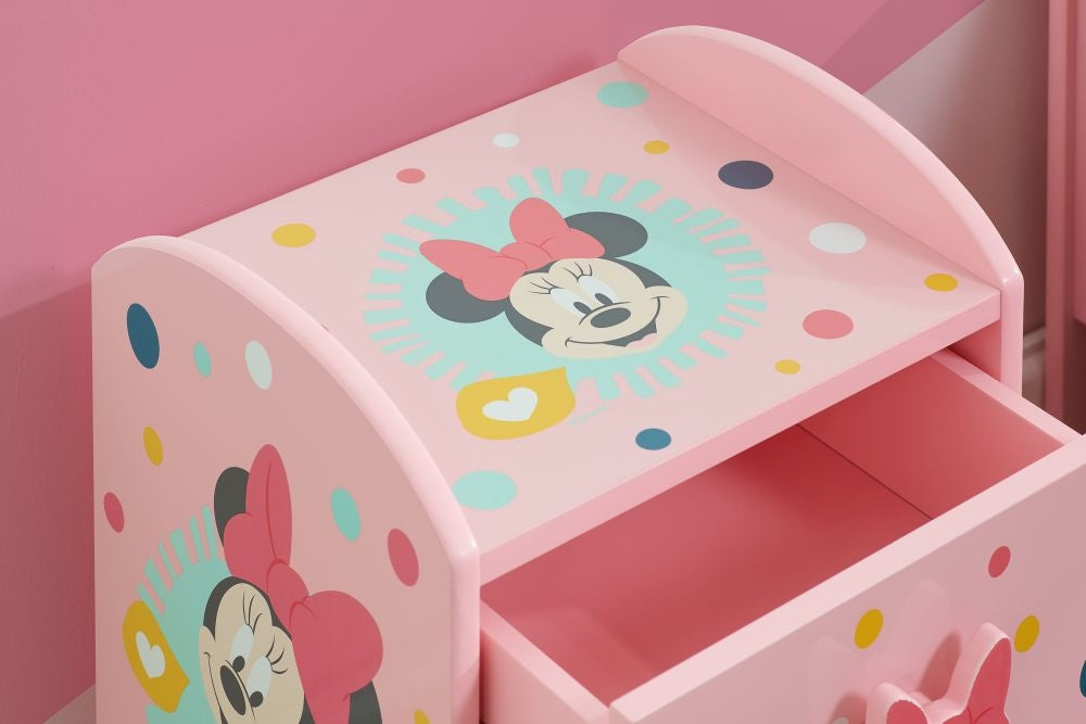 Disney Minnie Mouse Pink 1 Drawer Bedside Cabinet