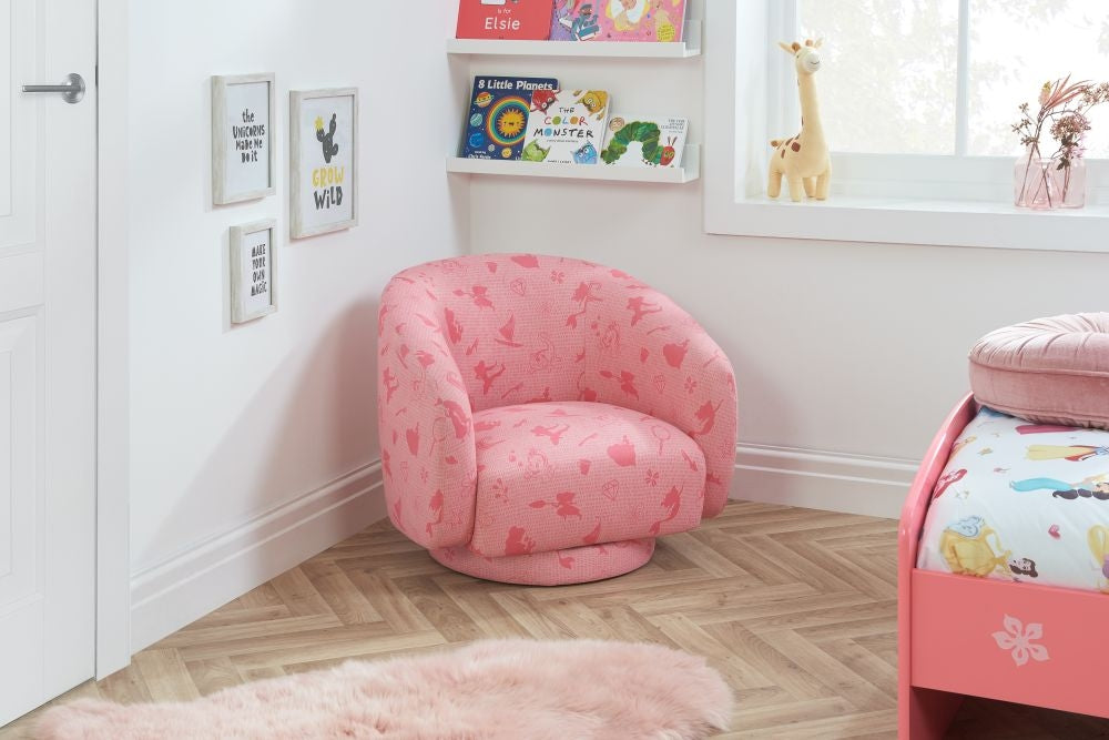 Disney Princess Pink Fabric Accent Swivel Chair