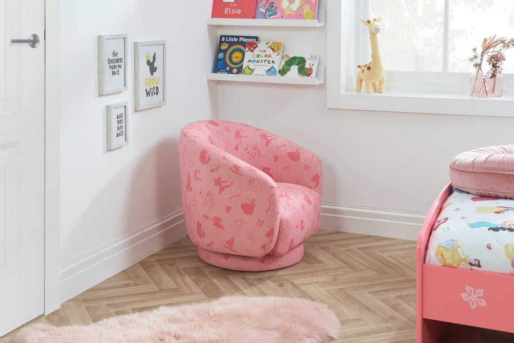 Disney Princess Pink Fabric Accent Swivel Chair