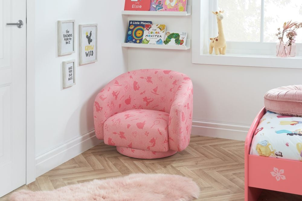 Disney Princess Pink Fabric Accent Swivel Chair