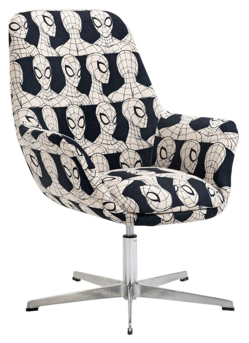 Disney Spider Man Black and White Fabric Egg Swivel Chair