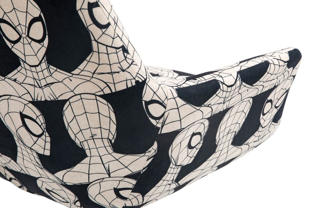 Disney Spider Man Black and White Fabric Egg Swivel Chair