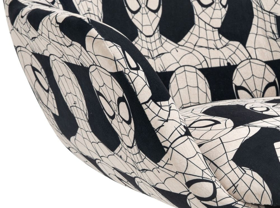 Disney Spider Man Black and White Fabric Egg Swivel Chair