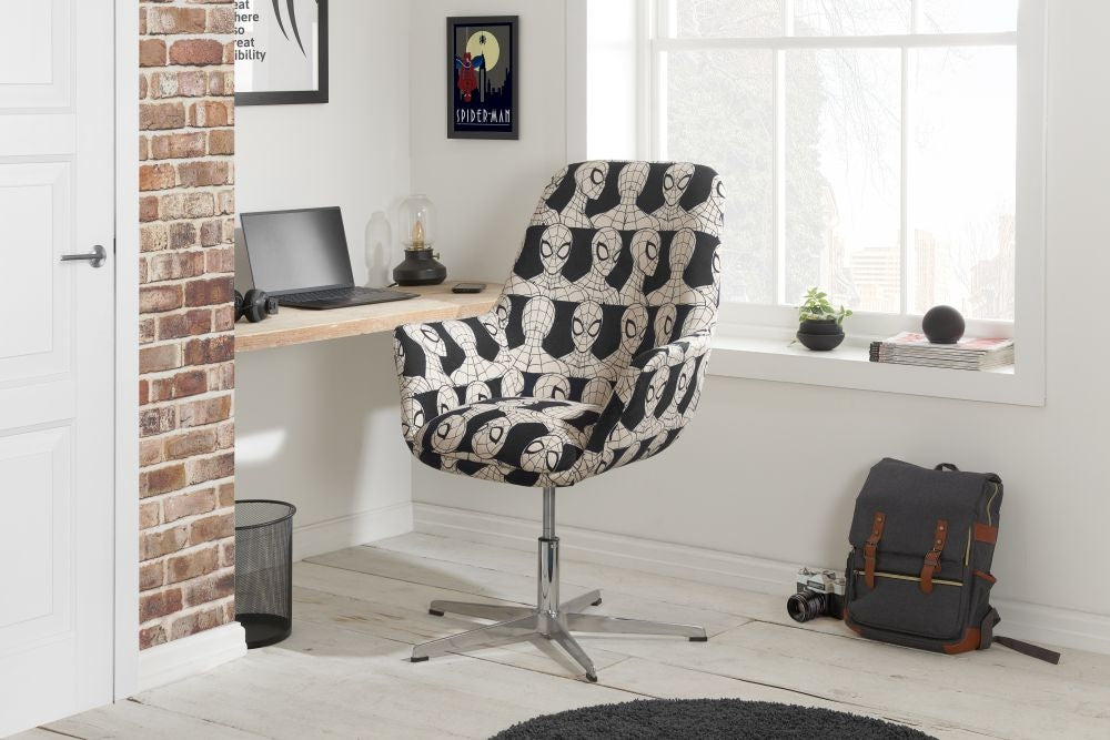 Disney Spider Man Black and White Fabric Egg Swivel Chair